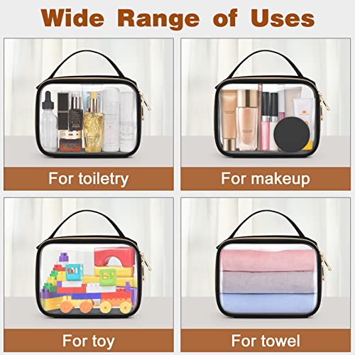 Wedama Clear Toiletry Bag, 3 Pack Clear Makeup Bags with Handles, PVC Cosmetic Bags for Women and Men, Large Opening Toiletry Bags, Black - color: Black, size: 2 Pack Medium + 1 Pack Large