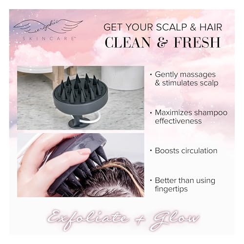 SERAPHIC SKINCARE Scalp Scrubber & Wet Brush – BPA-Free Silicone Bristles & Wheat Straw Handle – Scalp Massager for Hair Growth, Deep Cleansing & Dandruff Removal for All Hair Types - style: Scalp Massager