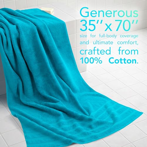 American Soft Linen 100% Cotton Luxury Turkish Towels, 2PC 35x70 Bath Sheet | Soft Absorbent Quick Dry OEKO Tex Standard 100 Certificated Durable Machine Washable Breathable Premium Hotel Quality - color: Aqua Blue, size: 2 PC (35"x70")