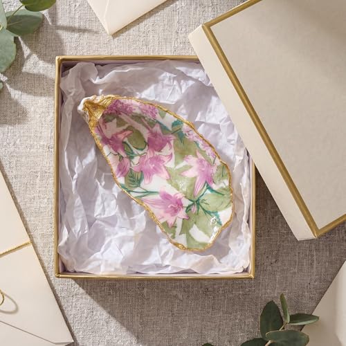 Natural Oyster Ring Trinket Dish Vintage Pink Floral Jewelry Tray for Keys Small Jewelry Holder for Bridal Shower Favors Friends Sisters Daughter Mother Gift Seaside Decor - style: Lilac