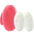 INNERNEED Food-Grade Soft Silicone Body Scrubber Shower Brush Handheld Cleansing Skin Brush, with Exfoliating Net Sponge Case (Pink Brush) - color: (Set5) Pinkcase