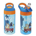 Zak Designs 17.5 oz Riverside Bluey Kids Water Bottle with Straw and Built in Carrying Loop Made of Durable Plastic, Leak-Proof Design for Travel, 2PK Set - color: Bluey