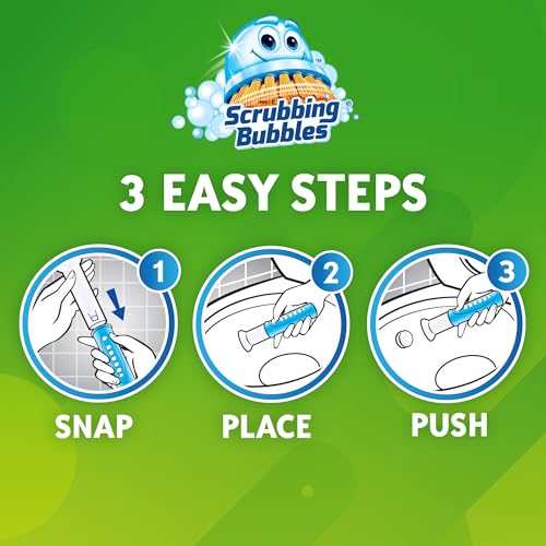 Scrubbing Bubbles Fresh Gel Toilet Bowl Cleaning Stamps, Helps Keep Toilet Clean and Helps Prevent Limescale & Rings, Citrus Scent, 1 Dispenser with 6 Fresh Gel Stamps - size: 1.34 Ounce (Pack of 1)