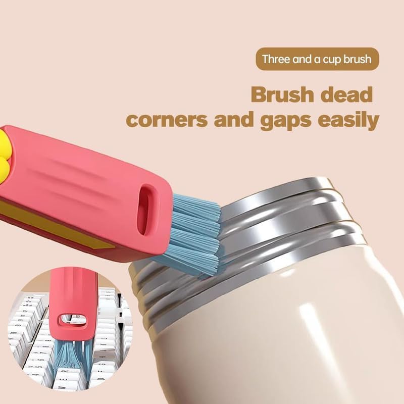 3 in 1 Cup Lid Cleaning Brush, 2024 New Portable Crevice Cleaning Brush Set for Baby Bottle Gap Tight Spaces Cup, Rotatable Cup Lid Cleaner Cup Mouth Scrubber - color: B-blue