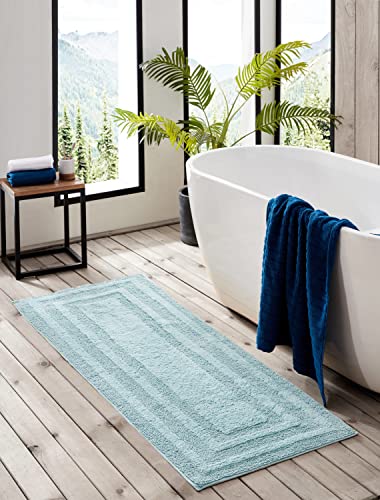 Eddie Bauer - Bathroom Rug, 100% Soft Plush Tufted Cotton Runner Rug, Highly Absorbent, Quick-Dry, and Skid-Resistant Backing (Logan Turquoise, 22" x 60") - color: Turquoise, style: 22" x 60"