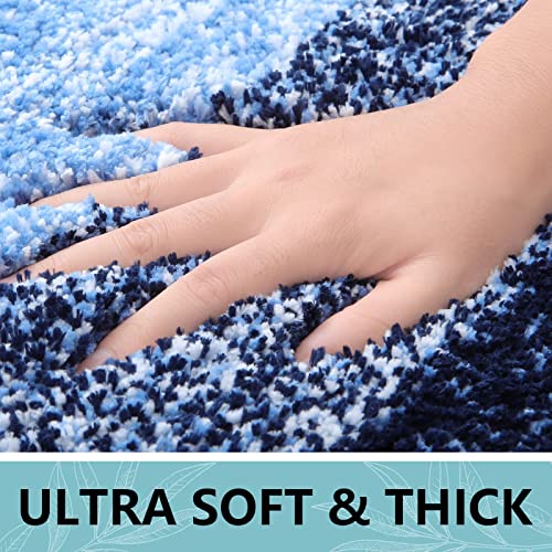 Arotive Bathroom Rugs Sets 2 Piece, Soft Absorbent Microfiber Bath Mats and U-Shaped Contour Toilet Rug, Machine Washable Dry Bath Mats for Bathroom, 24x16 and 24x20, Blue - color: Blue, size: 24" X 16" + U Shape 24" X 20"