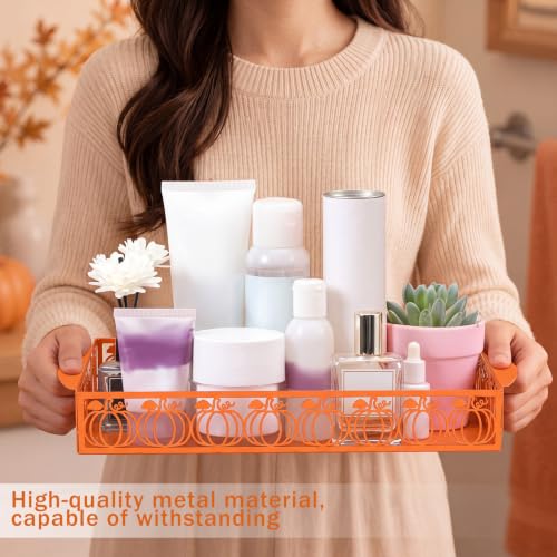 Autumn Pumpkin Toilet Paper Basket Cute Metal Toilet Tank Paper Holder with Handle Orange Pumpkin Bathroom Storage Organizer Accessories Fall Decor for Bathroom Restroom - style: Autumn Pumpkin