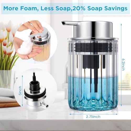 Potchen 2 Pcs Refillable Foaming Hand Soap Dispenser 10 oz Plastic Dispenser Pump Lotion Foaming with Silver Pump for Bathroom Vanities Kitchen(Clear) - color: Clear