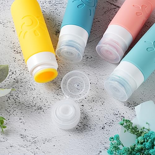 Zafit Travel Bottles for Toiletries, TSA Approved Travel Containers 3oz Leak Proof Travel Tubs Refillable Liquid Travel Accessories for Shampoo Conditioner Lotion Body Wash(Multicolored B) - color: Multicolored B