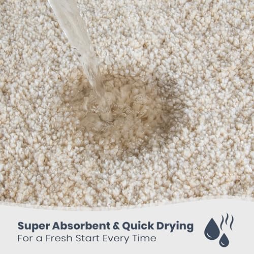 PURRUGS Bathroom Rug Non-Slip Machine Washable 24" x 36", Super Absorbent and Quick Dry Shaggy Microfiber Bath Mat, Extra Soft and Plush Bath Rug for Bathtub, Shower, and Sink, Beige - color: Beige, size: 24" X 36"