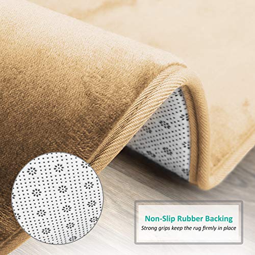 Clara Clark Bathroom Rugs, Velvet Memory Foam Bath Mat, Non-Slip, Machine Washable Bath Rugs - Dries Quickly, Ultra Soft Plush Bath Mats for Bathroom, 17 x 24, Camel Gold - color: Camel Gold, style: 17 x 24