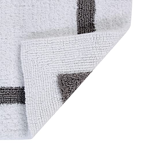 Better Trends 100% Cotton Hotel Collection Bath Mats Set, White & Gray Mats - Tufted, Reversible & Absorbent & Machine Washable 2 Piece Bathroom Rug Set, Shower & Sink Bath Rug - color: White & Gray, size: 2 Piece Set (17" x 24" | 17" x 24")