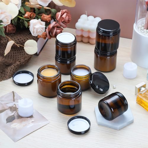 1oz Amber Glass Jars with Lids - 24 Pack Cosmetic Containers for Travel, Cream & Lotion - size: 1oz