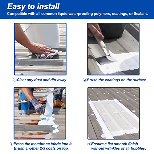 3.3 Ft x 66 Ft Waterproofing Membrane Fabric, Reinforcing Anti Fracture Geo Textile Mesh Drywall Tape, Liquid Waterproof Membranes Roof Tape for Shower Wall, Seams, Joints - size: 3.3 Feet x 66 Feet