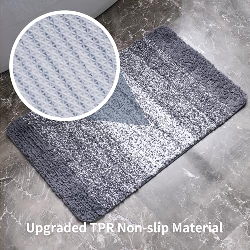 Bathroom Rugs Sets 3 Pieces Microfiber - Upgrade Non-Slip Thermo-Plastic Rubber Bottom- Quick Dry - Machine Wash for Bedroom, Tub, Living Room（Gradient Grey） - color: Gradient Grey