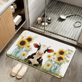 Cute Cow Bath Mat, SunflowersDaisie Diatomaceous Earth Bath Mat,Rubber Backing Quick Dry Absorbent Washable Bathroom Rugs for Tub Non Slip 17"x29.5" - color: Cute Cow,sunflowersdaisie