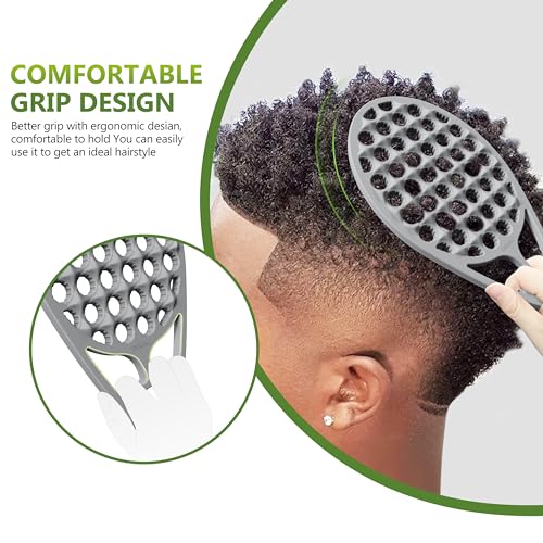 KOUPA Silicone Afro Twist Brush with Pick Comb - Easy Clean Dual-Sided Design with Textured Holes for Defined Afro Curls, Suitable for Coily Hair Men & Women, Grey - color: Gray