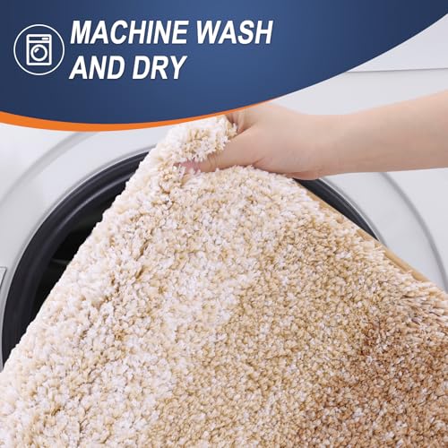 OLANLY Bathroom Rugs Mat 36x24, Extra Soft Absorbent Microfiber Bath Rugs, Rubber Backing, Quick Dry, Machine Washable Bath Mats for Bathroom Floor, Tub and Shower, Home Decor Accessories, Beige - color: Beige, size: 36" X 24"