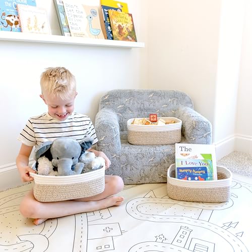 NaturalCozy 11.8"x8"x4.5” Storage Baskets for Shelves 3 Pack | Cotton Rope Woven Small Baskets for Organizing | Small Storage Bins for Nursery, Bathroom, Closet, Cube Shelf, Decorative, Gift Basket - color: Off White & Mixed Brown, size: 11.8" x 8" x 4.5"