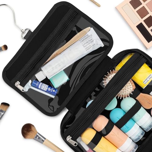 Eco Sun Hanging Travel Toiletry Bag — Designed in Hawaii — Water-resistant Travel Organizer for Bathroom Accessories (Black) - color: Black