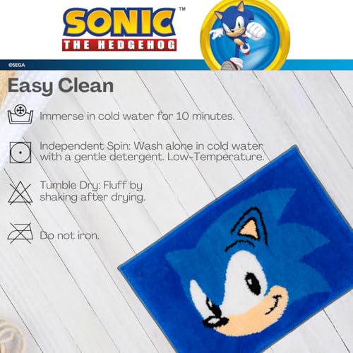 Sega Sonic The Hedgehog Gamer Kids Non Slip Poly Knit Plush Bathroom Mat Rug (Officially Licensed Product) By Franco - color: Sonic the Hedgehog