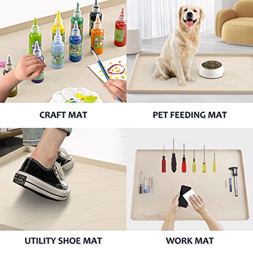 Heavy Duty Silicone Under Sink Mats for Kitchen Waterproof 40" x 22", Extra Thick Under Sink Rubber Mat Drip Tray, Raised Edge Under Sink Liner,Prevent Drips, Leaks, Spills,Beige - color: Beige, size: 40'' x 22'' x 1''