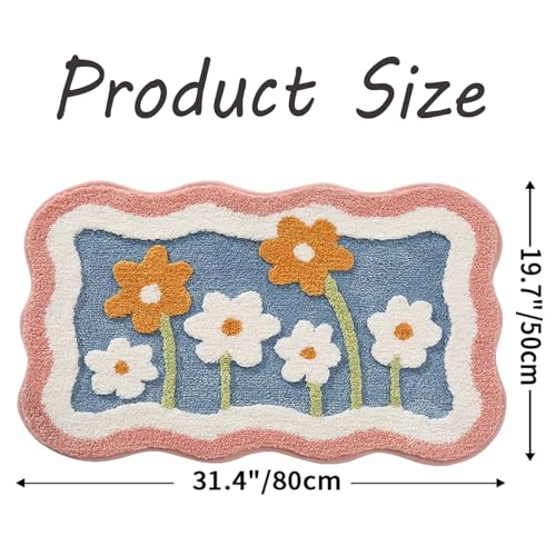 PTAEXCEL Cute Bath Mat, 32" x 20" Extra Soft Pink Bathroom Rugs, High Absorbent Flower Area Rug, Non Slip Machine Washable Bathroom Mat, Great for Indoor Bathtub Bedroom Floor - color: Pink 32x20"