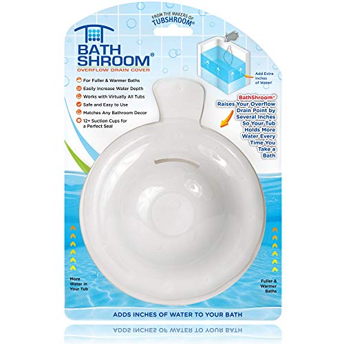BathShroom Bathtub Overflow Drain Cover - Bath Tub Overflow Cover, Bathroom Spa Accessories, Adds Inches of Water for Deeper & Warmer Bath