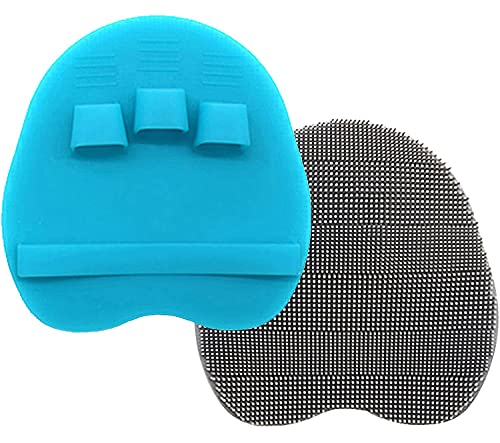 2 Pack Soft Silicone Shower Brush, Bath Exfoliating Skin Massage Scrubber | Body & Face & Short Hair Wash, Dry Skin Brushing Glove Loofah, Fit for Sensitive and All Kinds of Skin (Blue+Gray) - color: 1 Pars_blue+gray