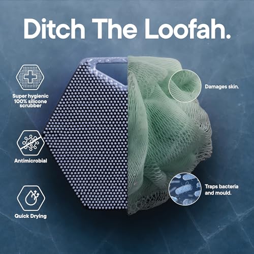 TOOLETRIES Silicone Body Scrubber 2.0, Loofah Alternative - Glacier | Gentle exfoliating shower scrubber that's quick drying, hygienic and longer lasting than traditional loofahs. - color: Glacier