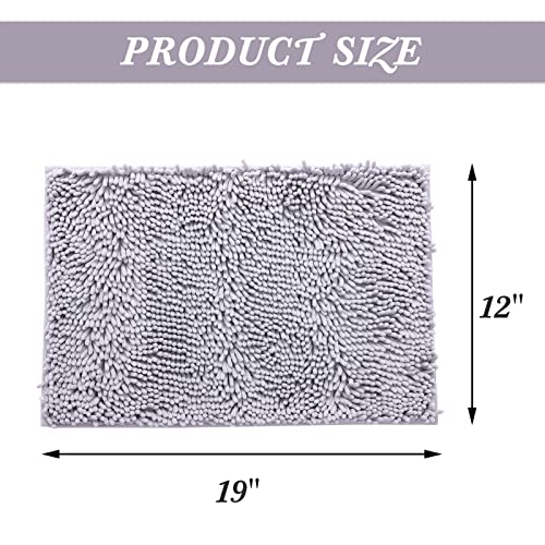 Non-Slip Bath Rug,Extra Soft Microfiber Bedroom Shag Carpet with Anti-Slip Backing,Water/Dust Absorbent Fast Dry Shower Mat,Sound Insulated Stairs Pad,Machine Washable (Grey,12 x 19 Inches) - color: Grey, size: 12"x19"