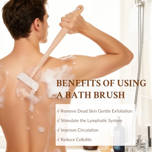 Body Brush, Detachable Long-Handle Bath Brush, Unisex Cleansing Brush, Efficient Exfoliating Massage, Oval Brush Head, 2 Pack - size: Oval - Detachable