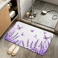 Diatomaceous Earth Bath Mat, Lavender Butterfly Bath Rugs, Purple Non-Slip Thin Absorbent Fast Drying Easy to Clean for Bathroom Laundry Home Kitchen Door Mat 17x29.5Inch - color: Lavender Butterfly,purple