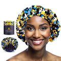 Luxury Reusable Waterproof Shower Cap for Women - Satin Lined, Adjustable - Keeps Hair Dry, Durable Hair Bonnet by BEAUXSOI (African Majesty) - color: African Majesty