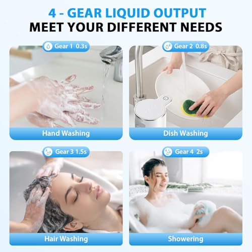 Fantictas Automatic Foaming Soap Dispenser Touchless, 4 Adjustable Levels | Foam Soap Dispenser 380ML, USB Charging Wall Mount for Kitchen & Bathroom, IPX5 Waterproof - color: White