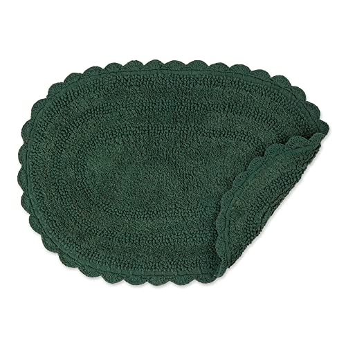DII Crochet Collection Reversible Bath Mat, Small Oval, 17x24, Dark Green - color: Dark Green, size: 1'5" x 2' (Oval)