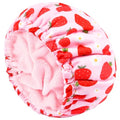 Shower Cap for Women Terry Lined Bath Cap Large Reusable Waterproof Elastic Band Pink Strawberry Shower Caps for Long Thick Hair Soft Bath Shower Hair Caps - color: Pink Strawberry Flowers