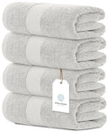 White Classic Luxury Bath Towels Set of 4 Large - 700 GSM Cotton Ultra Soft Bath Towels 27x54 | Highly Absorbent and Quick Dry | Hotel Towels for Bathroom Luxury, Plush Shower Towels, Silver - color: 06: Silver