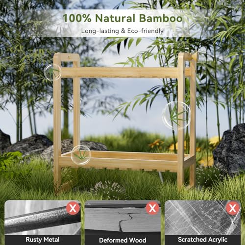 AmazerBath Bamboo Over The Toilet Storage Shelf - 2-Tier Bathroom Organizers and Storage Shelves, 2 in 1 Dual Stable Above Over Toilet Bamboo Shelf Home Storages Rack for Small Bathroom, Space Saver - color: Natural Color, size: 2-Tier