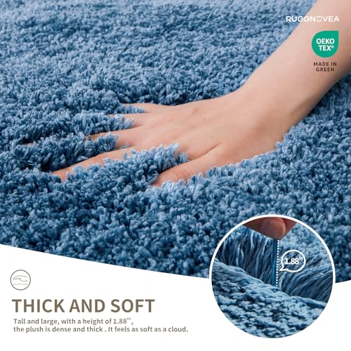 Bathroom Rugs Non Slip Washable, Ultra Thick Soft Microfiber Absorbent Bath Mats, High Density Foam Latex Non Slip Backing Bath Rugs, Fluffy Floor Carpet for Tub&Shower 24x17, Blue - color: Blue, size: 24" X 17"(Small Bathroom Rug)