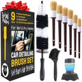 Car Detailing Brush Set 9-Pack with Tire and Wheel Brushes - Detail Dudes | 6-pc Scratch-Free Interior Boars Hair Brushes - 1-pc Exterior Tire Brush, Tire Dressing Applicator and Wheel Brush - size: 9 Pack (Full Kit)