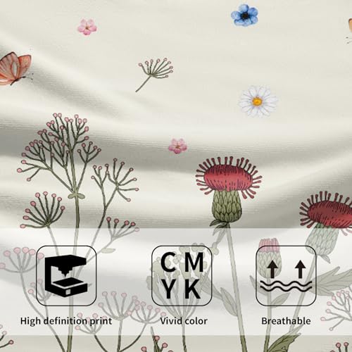 Wildflower Floral Hand Towel Set of 2, Botanical Plant Green Floral Hand Bath Towels for Bathroom Spring Summer Sage Herb Flower Kitchen Towels Decorative Soft Highly Absorbent Face Towels 14”X28” - color: Spring Wildflower