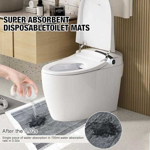 25 Pack Disposable Toilet Mats Absorbent Toilet Floor Protector from Urine U-Shape Toilet Training Rug Waterproof Non-Slip Bathroom Potty Training Mats for Children Adult (Gray)