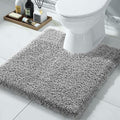 Yimobra U Shaped Toilet Bath Rug, Fluffy Plush, Super Shaggy Soft Non Slip, Water Absorbent Microfiber Bath Mat, Dries Quickly, Machine Washable Thick Bathroom Rugs, 20"x 24", Pure Gray - color: Pure Gray, size: 20" X 24" Contour Rug