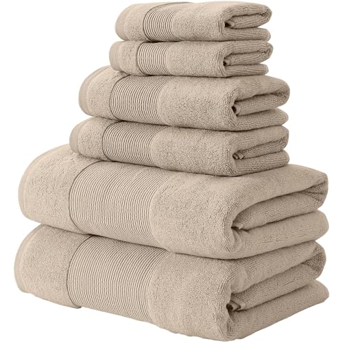 Modern Threads Air Cloud 6-Piece Towel Set - 100% Zero-Twist Cotton, 500 GSM, Quick Dry & Plush, Sand - color: Sand, size: 6 Pcs Towel Set