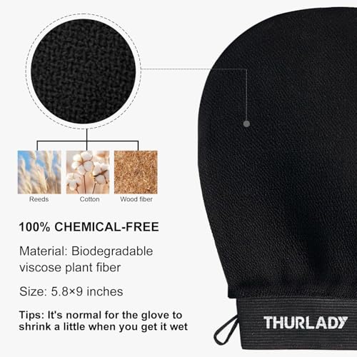 Exfoliating Glove, Korean Exfoliating Mitt, Body Scrub, 3ct | Viscose Fiber Bath Scrubber for Deep Exfoliation, Removes Dead Skin & Preps Skin for Self-Tanning, Leaving Skin Smooth - color: Black Black Black