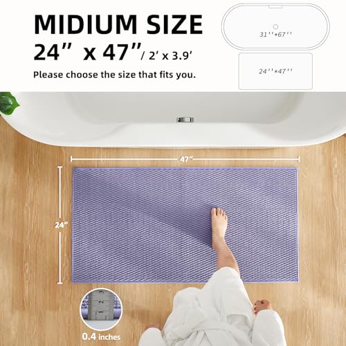 TYUU Bathroom Rugs Non Slip Washable, Super Absorbent Thin Bath Mat Quick Dry Low Pile Bathroom Rug, Lavender 24"x47" - color: Lavender, size: 2' X 3'11" (Rectangular)