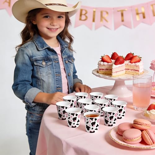 WRAPAHOLIC 3oz Paper Cups - 100 Pack Disposable Bathroom Cups with Pink Cow Design, Small Mouthwash Cup for Toothbrush Rinse, Home Bathroom, Picnic, BBQ, Travel and Party - color: Pink Cow