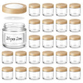 2 OZ Glass Jars with Lids, 24 Pack Small Glass Containers with Plastic Woodgrain Lids & Inner Liners, Reusable Travel Containers for Creams, Makeup, Lotion, Cosmetic, Ointment - color: 24 Pack 2 OZ Clear