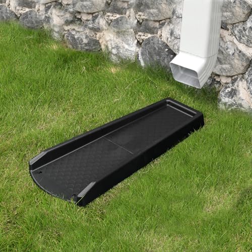 plusgutter Rain Gutter Downspout Splash Block, Gutter Downspout Extensions for Water Drainage, 24" Gutter Splash Guards Downspout Extender, Fixable Down spout Drain Trays with PE Nails(3 Pack, Black) - color: Black